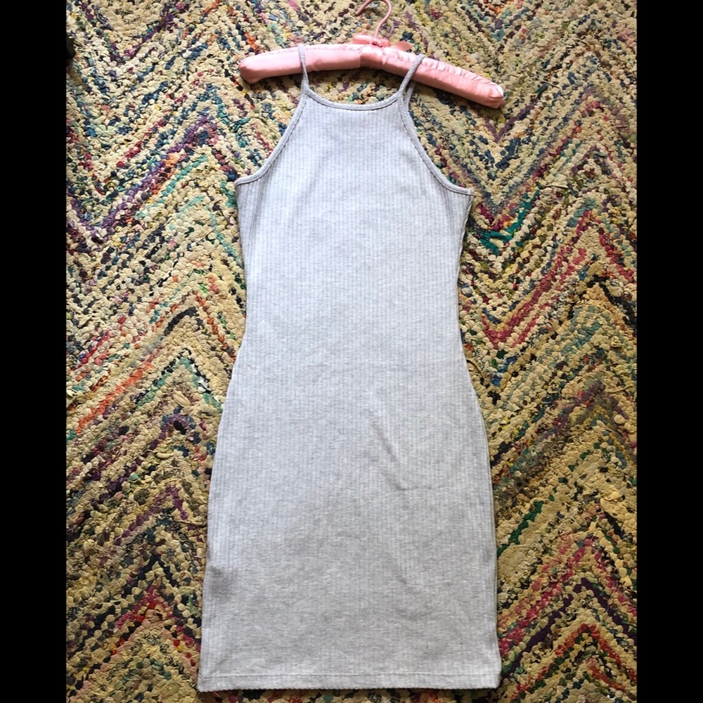 French Connection gray ribbed mini dress - small